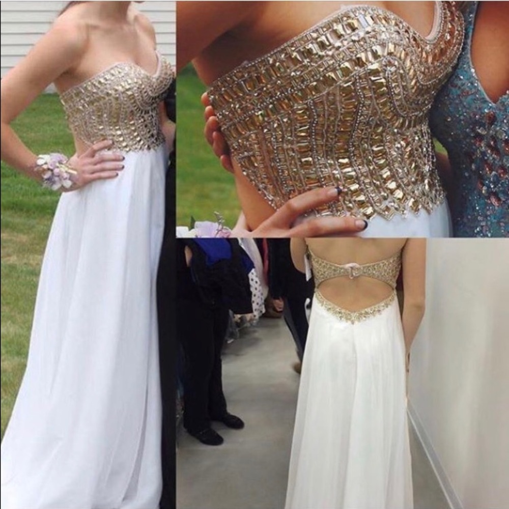 White&Gold Prom Dress
